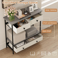 Console Table with Drawers Industrial Entryway Table with Open Storage Shelf