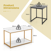 Giantex Nesting Coffee Table Set of 3, 3-Piece End Table with Faux Marble Top