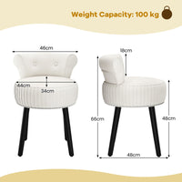 Velvet Vanity Chair with Tufted Low Back and Solid Wood Legs