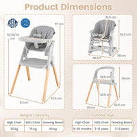 7-in-1 Convertible Foldable Baby High Chair w/Adjustable Tray