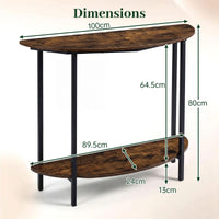 Half-moon Console Table with Open Storage Shelf and Anti-tip Kits for Living Room