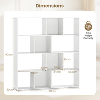 4-Tier Open Shelf Bookcase with 12 Storage Compartments
