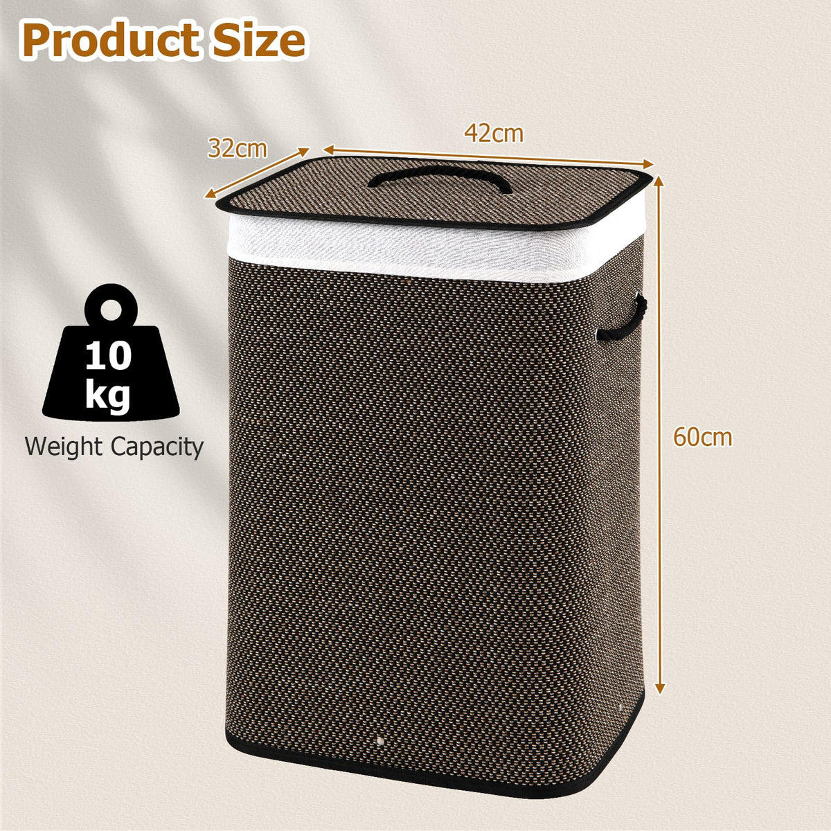 Giantex Bamboo Laundry Hamper w/Lid, 72 L Capacity Clothes Hamper w/Removable Liner