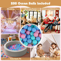Round Foam Ball Pits with 200 Ocean Balls and Washable PU Cover