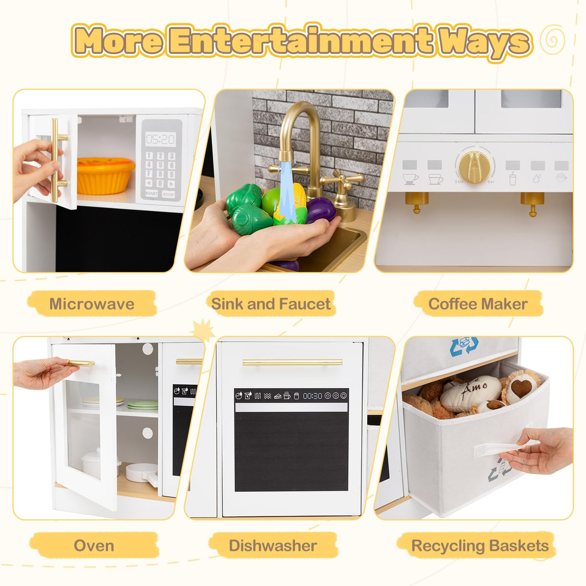 Kids Kitchen Playset Wooden Pretend Play Kitchen with Stoves