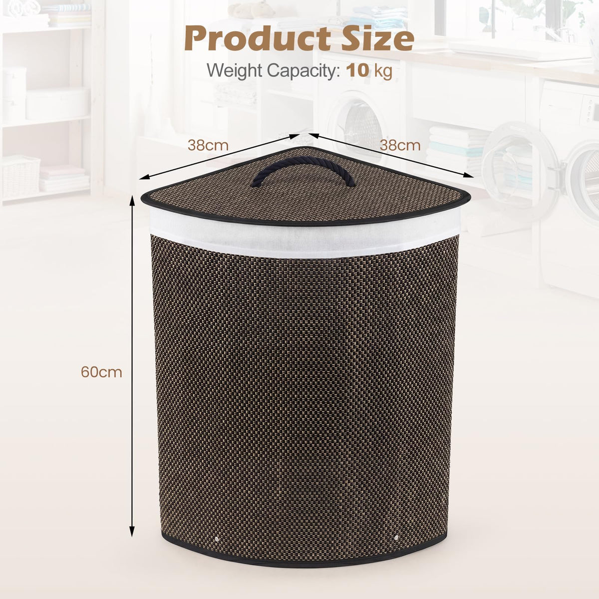 Giantex Corner Bamboo Laundry Hamper w/Lid, 57 L Capacity Clothes Hamper