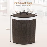 Giantex Corner Bamboo Laundry Hamper w/Lid, 57 L Capacity Clothes Hamper