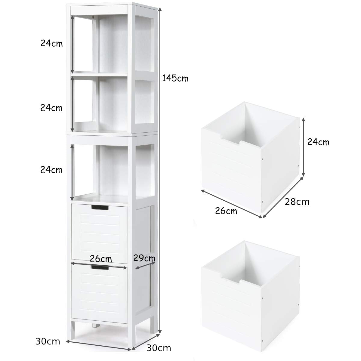 Giantex Wood Bathroom Cabinet, 5-Tier Tall Cabinet