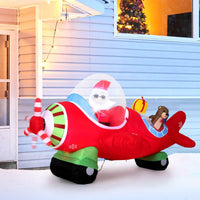 2.2m Christmas Inflatables Airplane with Gift Boxes and Built-in LED Lights