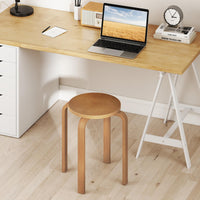 Set of 4 Round Stacking Stools, Solid Wood Dining Room Stool