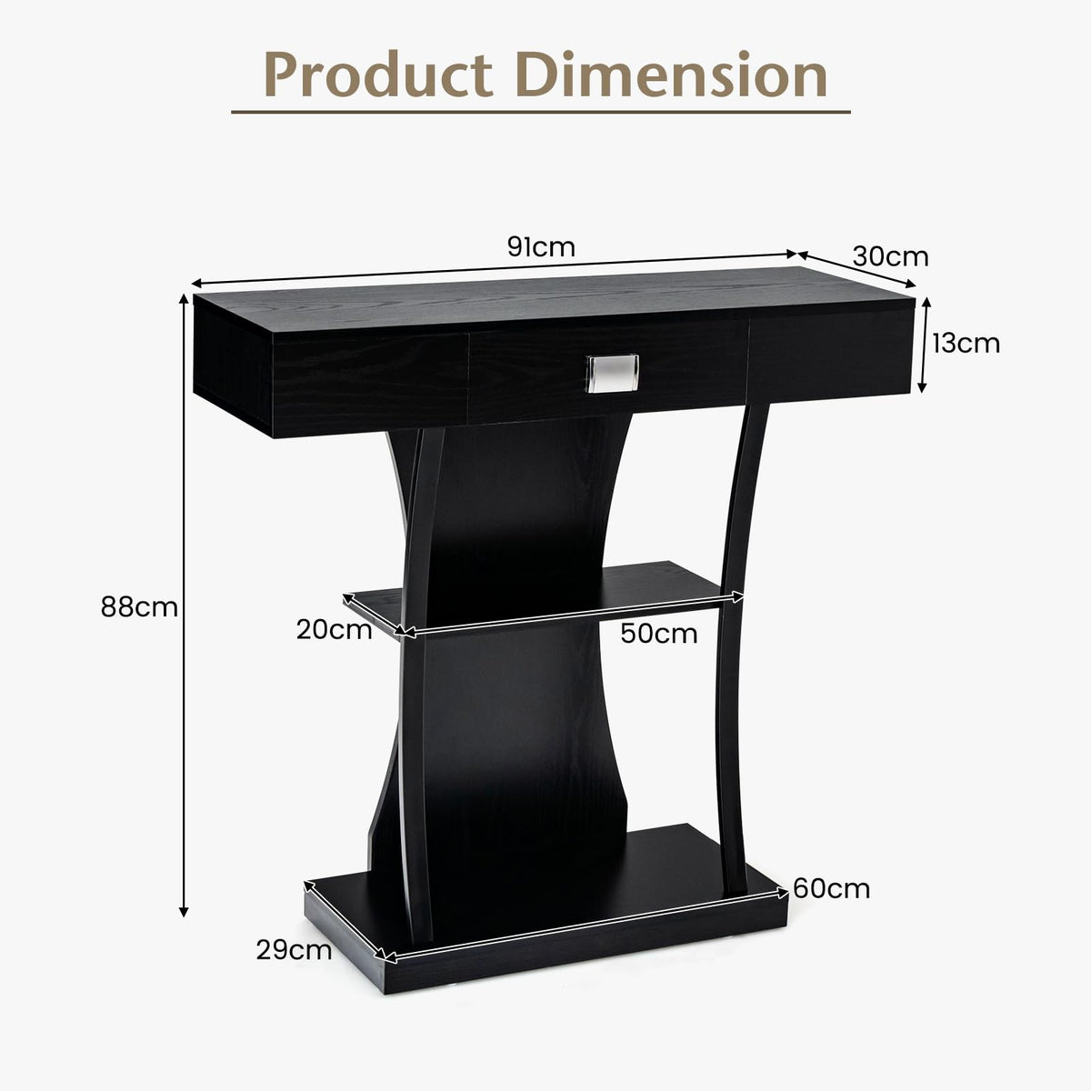 Giantex T-Shaped Console Table for Small Space, Behind Couch Table with Drawer