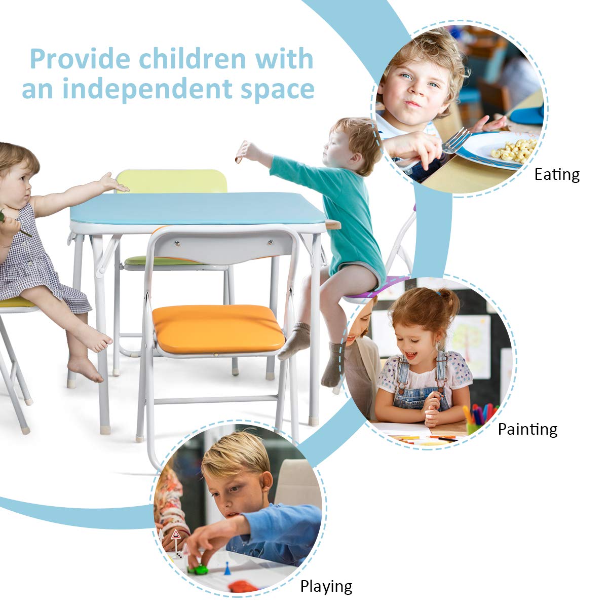 Kids Table and Chairs Set, Children Toddler Study Desk