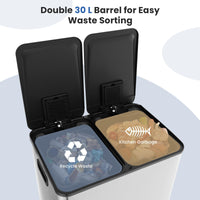 Giantex Dual Compartment Trash Can, 2 x 30L Trash Bin