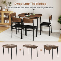 Round Kitchen Table Set w/Drop Leaf Tabletop