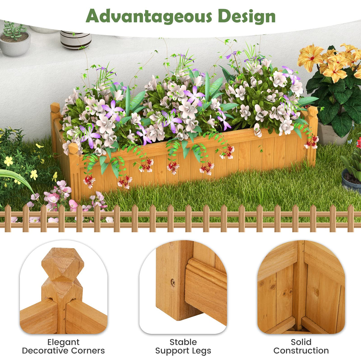 Giantex Wooden Raised Garden Bed, Rectangular Garden Planter