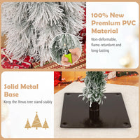 90&120&150 cm Artificial Christmas Tree Set of 3, Pre-lit Xmas Trees w/Snow-Flocked Branch Tips