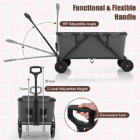 Heavy-Duty Wagon Cart with Adjustable Handlebar and Storage Pocket