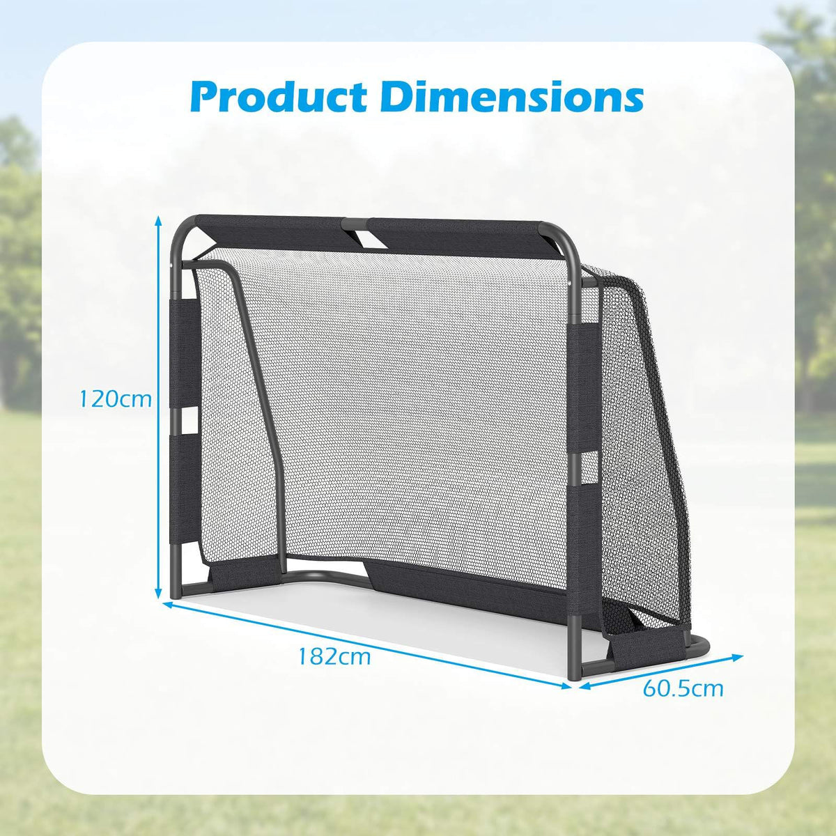 Soccer Goal Set for Backyard 182 cm x 120 cm Metal Frame Goal Post with Net & Anchoring System