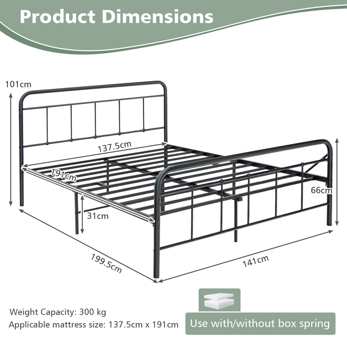 Giantex Metal Bed Frame, Modern Bed Frame with Headboard & Footboard