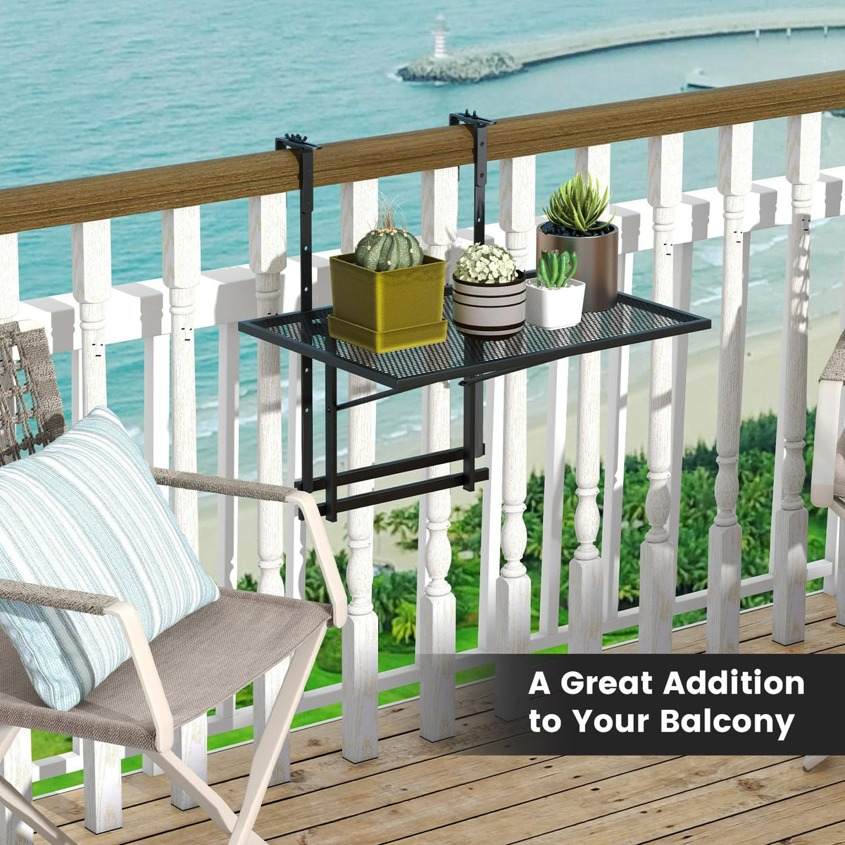 5-Level Height-Adjustable Balcony Hanging Table