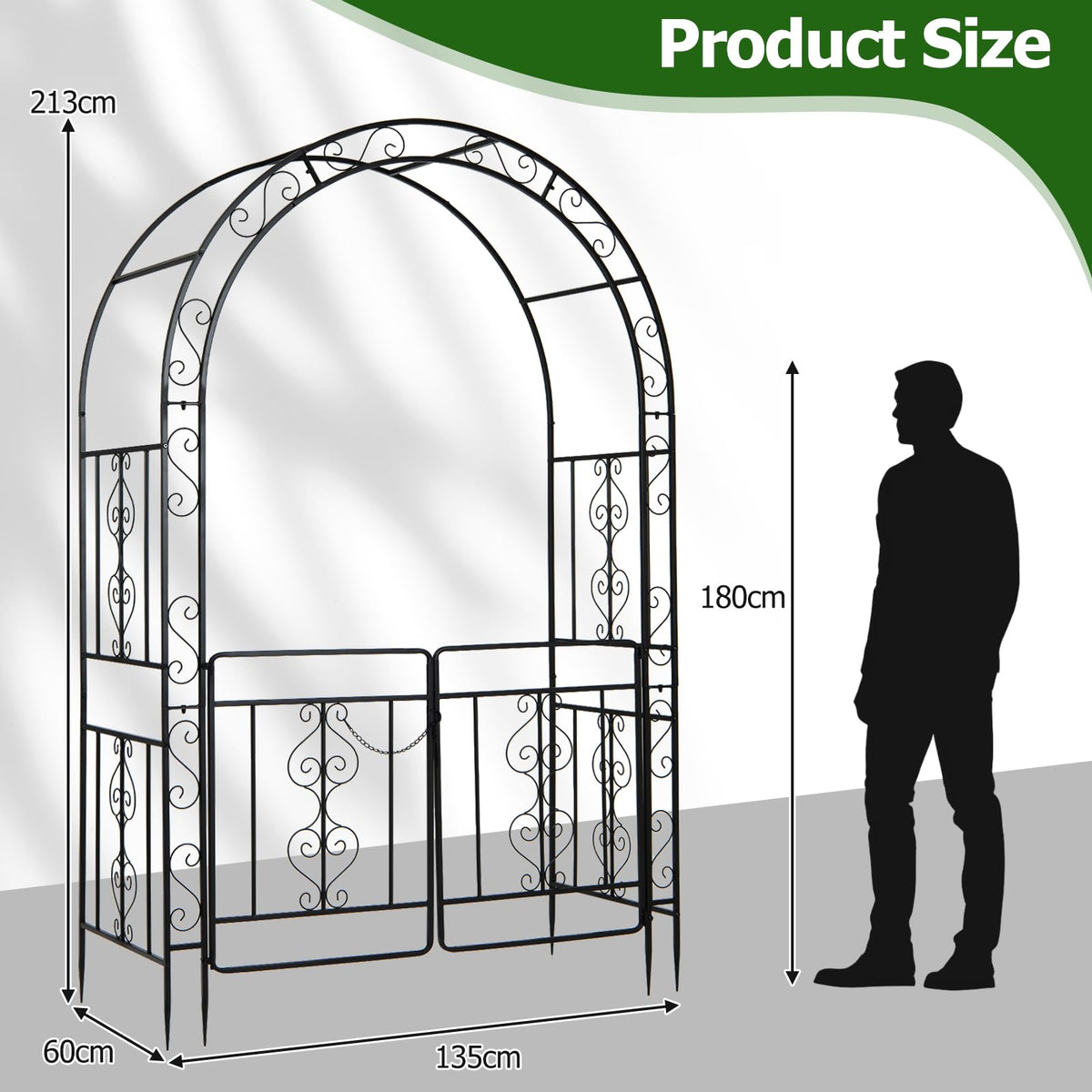 Garden Arch with Metal Arbor Trellis for Climbing Plants