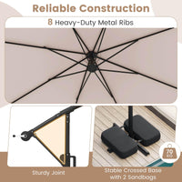 3 m Solar Offset Hanging Umbrella w/Base
