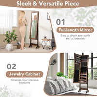 Mirror Jewelry Cabinet Standing with 4 Shelves and 3 Adjustable Tilt Angles