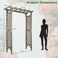 Flat Top Garden Arch Trellis 216cm Tall Wood Garden Archway Gate for Climbing Plants