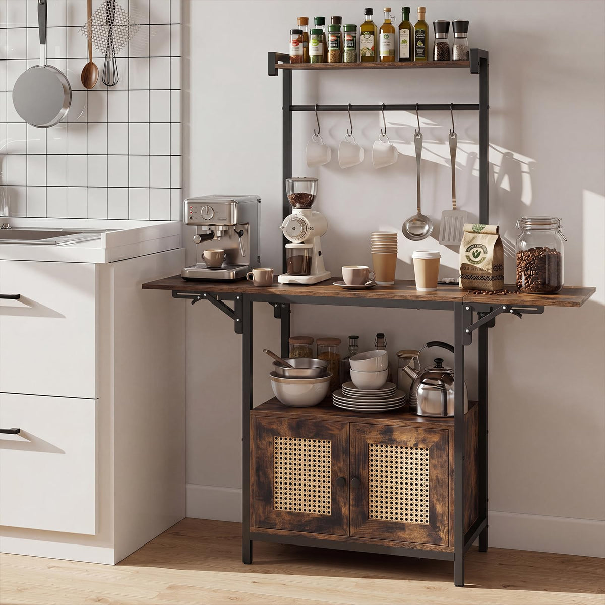 Giantex Bakers Rack Microwave Stand Drop Leaf