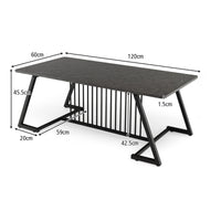 Giantex Modern Coffee Table, Faux Marble Rectangular End Table w/Rustproof Steel Legs, Black
