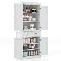 Giantex 183.5 cm Kitchen Pantry Storage Cabinet, Tall Freestanding Cupboard with 4 Doors