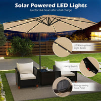 3m Solar Offset Hanging Umbrella with Base, Patio Cantilever Umbrella