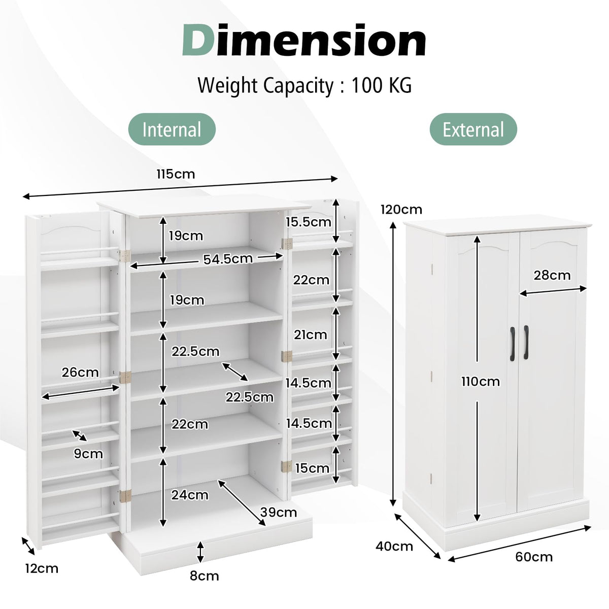 Giantex 120cm Kitchen Storage Cabinet, Freestanding Buffet Cupboards Sideboard