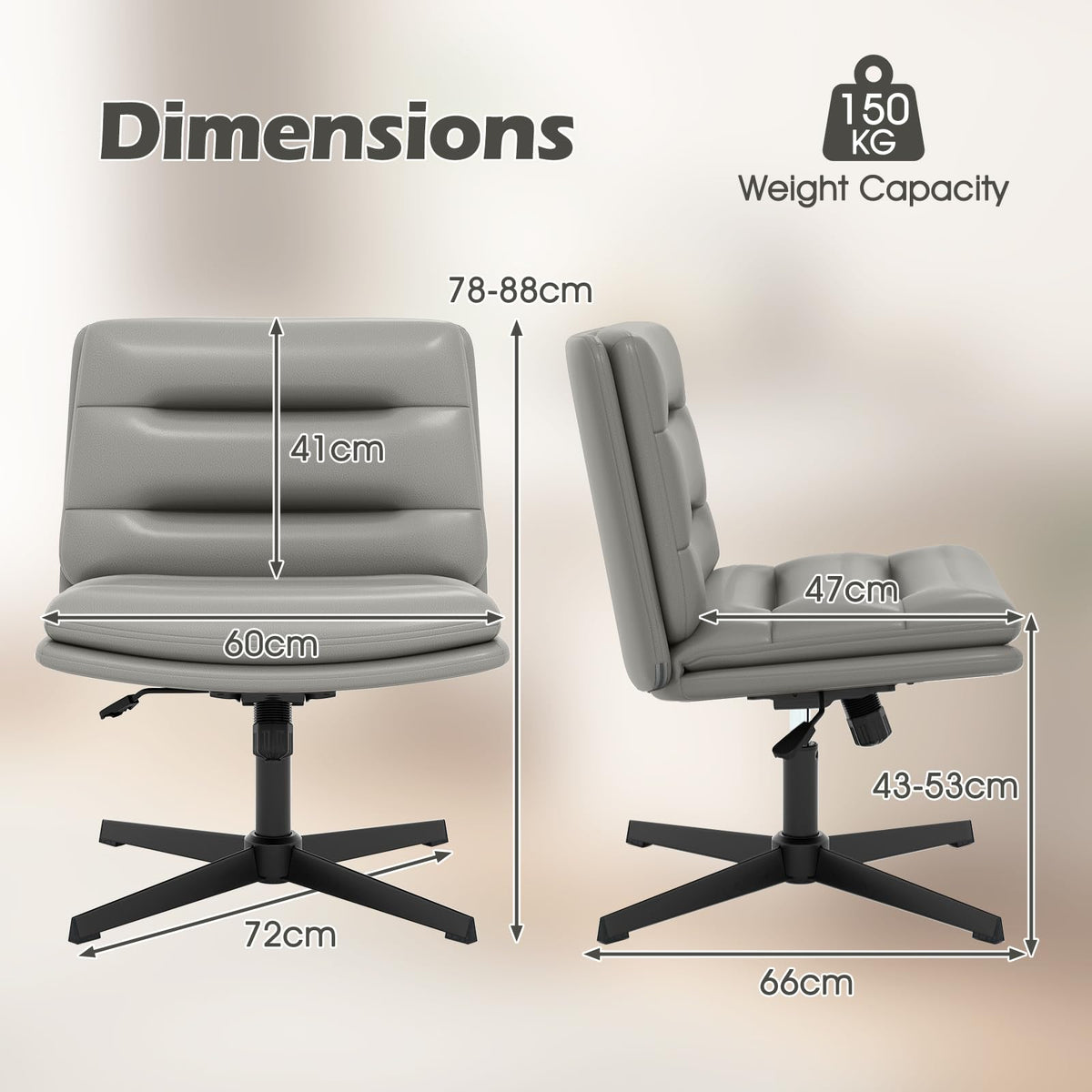 Criss Cross Legged Chair No Wheels Armless Home Office Desk Chair