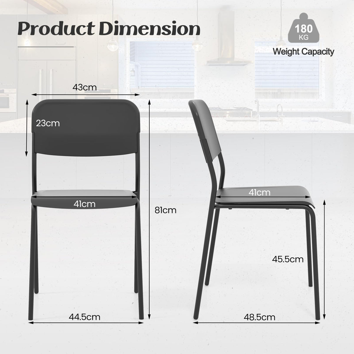 Giantex Modern Dining Chairs Set of 4, Stackable Kitchen Chairs w/Tilted Backrest & Sturdy Metal Legs