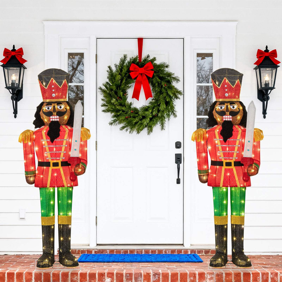 157CM Lighted Christmas Nutcracker with Glitter Sword and 100 LED Lights