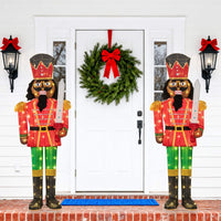 157CM Lighted Christmas Nutcracker with Glitter Sword and 100 LED Lights