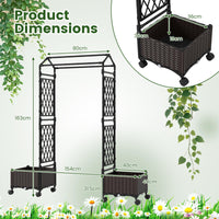 163cm Tall Self-Watering Planter Boxes with Lattice Trellis and Roof