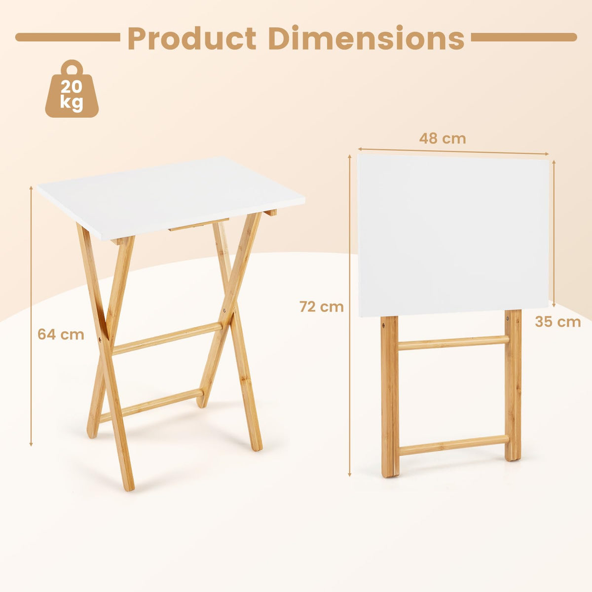 Folding TV Tray Tables Set of 2 for Eating at Couch for Bedroom and Living Room