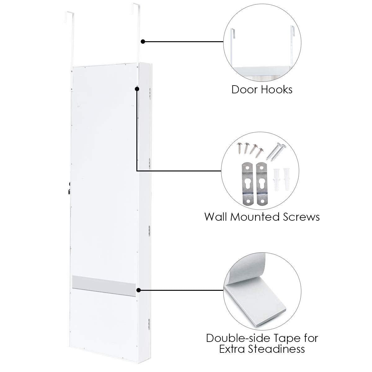 Giantex 120cm LED Jewelry Cabinet with Mirror, Lockable Jewelry Organizer with Automatic LED Lights