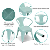 Steel Kids Chair Set of 2 with Backrest
