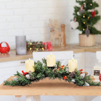 Artificial Christmas Tabletop Centerpiece with 3 Candle Holders