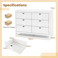 6-Drawer Dresser Chest of Drawers Side Buffet Cabinet Sideboard Kitchen Cupboard