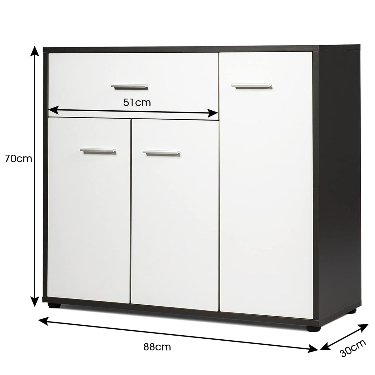 Kitchen Cabinet W/Drawer & 4 Adjustable Shelves, Multifunctional Wood Storage Cabinet