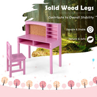 Kids Desk and Chair Set with Hutch and Cork Bulletin Board