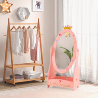 Kids Freestanding Dressing Mirror with 360° Rotatable Design-Pink