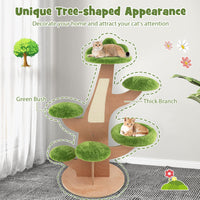 1.3M Pine Shape Cat Tree for Indoor Cats, Cute Multi-Level Cat Tower w/Sisal Scratching Board