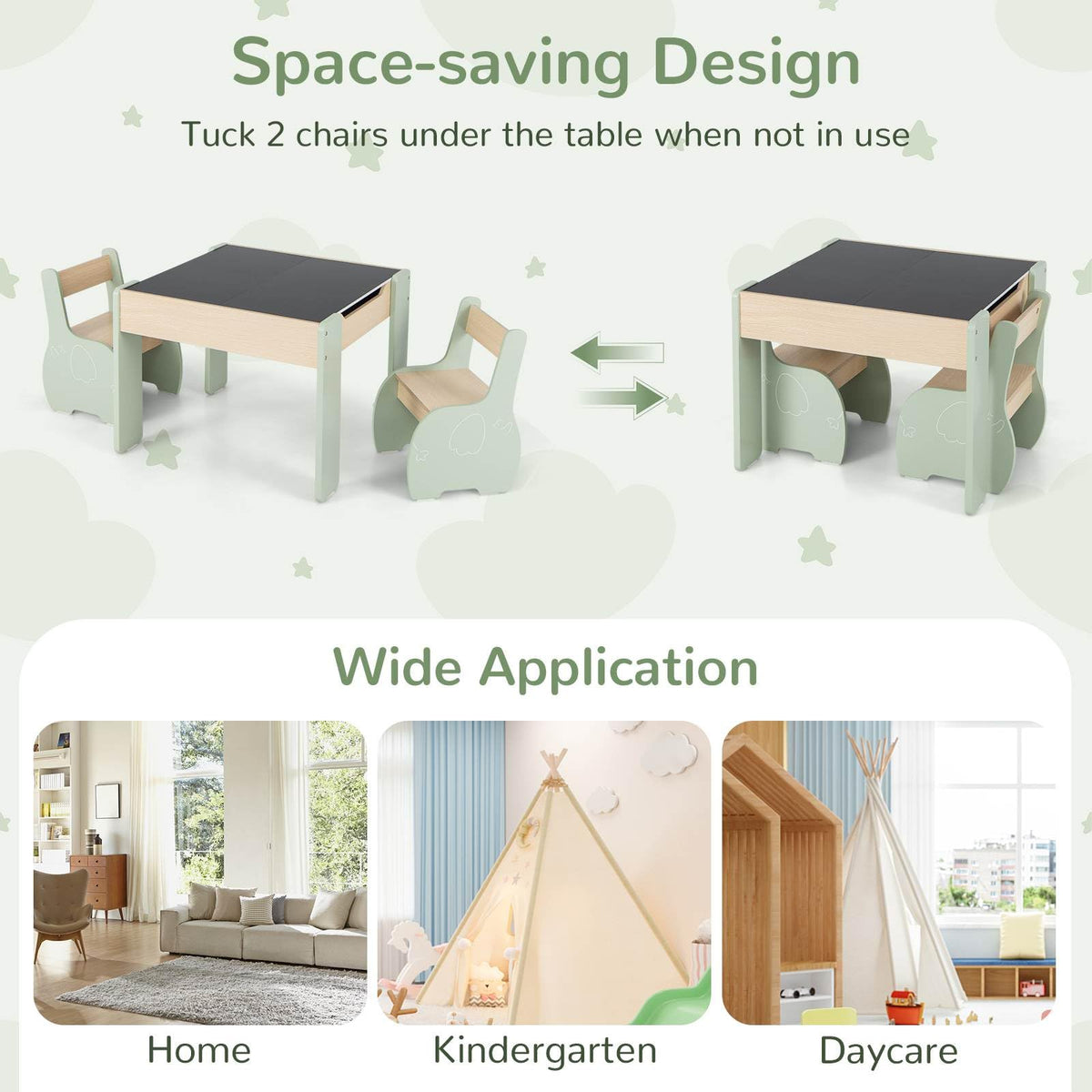 4-in-1 Wooden Kids Activity Table and Chair Set for Drawing and Studying
