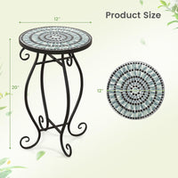 Mosaic Outdoor Side Table with Weather Resistant Ceramic Tile Tabletop