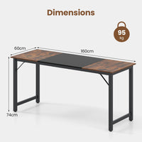 160 cm Computer Desk, Heavy Duty Metal Frame Laptop Table